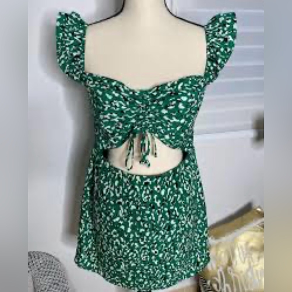 Honey Punch Teal and Black Animal Print Dress